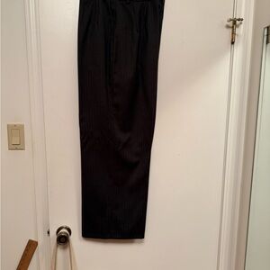 Pinstripe Wool Pants - Dark Olive -16 Petite